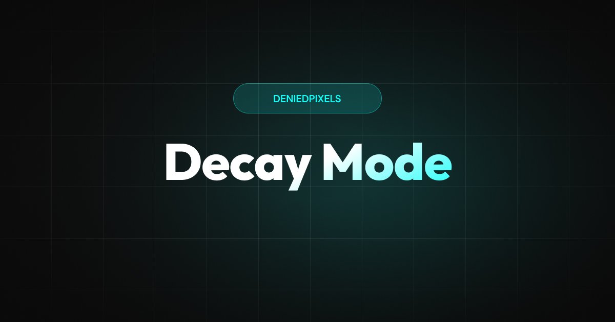 DeniedPixels Decay Mode showing four progressive degradation stages from slight blur to pure black