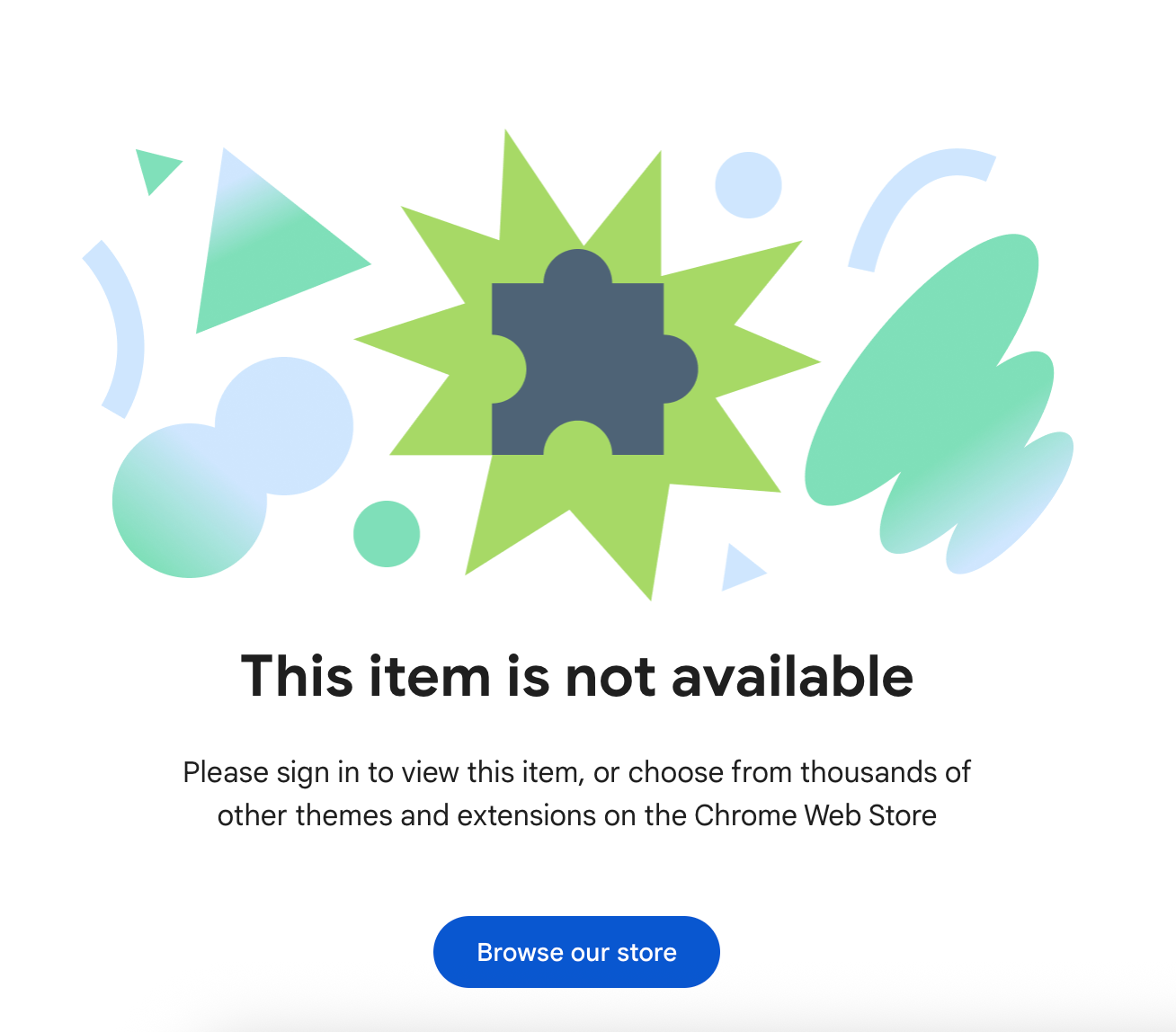 Extension not available message issue